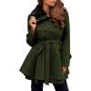 imageZeagoo Womens Fashion Faux Fur Lapel DoubleBreasted Thick Wool Trench Coat Winter Warm Jacket S2XLNewarmy Green