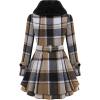 imageZeagoo Womens Fashion Faux Fur Lapel DoubleBreasted Thick Wool Trench Coat Winter Warm Jacket S2XLNewbrown Tartan