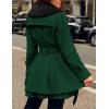 imageZeagoo Womens Fashion Faux Fur Lapel DoubleBreasted Thick Wool Trench Coat Winter Warm Jacket S2XLNewdark Green