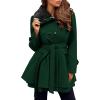imageZeagoo Womens Fashion Faux Fur Lapel DoubleBreasted Thick Wool Trench Coat Winter Warm Jacket S2XLNewdark Green