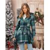 imageZeagoo Womens Fashion Faux Fur Lapel DoubleBreasted Thick Wool Trench Coat Winter Warm Jacket S2XLNewgreen Tartan