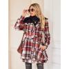 imageZeagoo Womens Fashion Faux Fur Lapel DoubleBreasted Thick Wool Trench Coat Winter Warm Jacket S2XLNewred Tartan