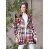 imageZeagoo Womens Fashion Faux Fur Lapel DoubleBreasted Thick Wool Trench Coat Winter Warm Jacket S2XLNewred Tartan