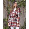 imageZeagoo Womens Fashion Faux Fur Lapel DoubleBreasted Thick Wool Trench Coat Winter Warm Jacket S2XLNewred Tartan