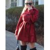 imageZeagoo Womens Fashion Faux Fur Lapel DoubleBreasted Thick Wool Trench Coat Winter Warm Jacket S2XLZwine Red