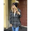 imageZeagoo Womens Plaid Shacket Jacket Long Sleeve Button Down Fleece Hooded Jackets Warm CoatBlack