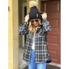 imageZeagoo Womens Plaid Shacket Jacket Long Sleeve Button Down Fleece Hooded Jackets Warm CoatBlack