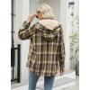imageZeagoo Womens Plaid Shacket Jacket Long Sleeve Button Down Fleece Hooded Jackets Warm CoatGreen