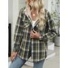 imageZeagoo Womens Plaid Shacket Jacket Long Sleeve Button Down Fleece Hooded Jackets Warm CoatGreen