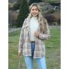 imageZeagoo Womens Plaid Shacket Jacket Long Sleeve Button Down Fleece Hooded Jackets Warm CoatKhaki