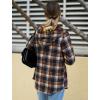 imageZeagoo Womens Plaid Shacket Jacket Long Sleeve Button Down Fleece Hooded Jackets Warm CoatNavy Blue