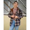 imageZeagoo Womens Plaid Shacket Jacket Long Sleeve Button Down Fleece Hooded Jackets Warm CoatNavy Blue