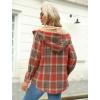 imageZeagoo Womens Plaid Shacket Jacket Long Sleeve Button Down Fleece Hooded Jackets Warm CoatOrange
