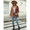 imageZeagoo Womens Plaid Shacket Jacket Long Sleeve Button Down Fleece Hooded Jackets Warm CoatOrange