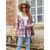 imageZeagoo Womens Plaid Shacket Jacket Long Sleeve Button Down Fleece Hooded Jackets Warm CoatPink