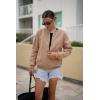 imageZeagoo Womens Sherpa Fleece Jacket Long Sleeve Faux Fuzzy Casual Zip Up Bomber Coat With Pocket SXXLKhaki