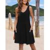 imageZeagoo Womens Summer Dress 2025 Loose V Neck Sleeveless Sundresses Swimsuit Coverup with Pockets Floral Tank DressesBlack
