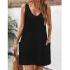 imageZeagoo Womens Summer Dress 2025 Loose V Neck Sleeveless Sundresses Swimsuit Coverup with Pockets Floral Tank DressesBlack