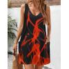 imageZeagoo Womens Summer Dress 2025 Loose V Neck Sleeveless Sundresses Swimsuit Coverup with Pockets Floral Tank DressesBlack Redprinted