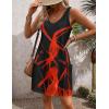 imageZeagoo Womens Summer Dress 2025 Loose V Neck Sleeveless Sundresses Swimsuit Coverup with Pockets Floral Tank DressesBlack Redprinted