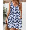 imageZeagoo Womens Summer Dress 2025 Loose V Neck Sleeveless Sundresses Swimsuit Coverup with Pockets Floral Tank DressesBlueprinted