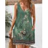 imageZeagoo Womens Summer Dress 2025 Loose V Neck Sleeveless Sundresses Swimsuit Coverup with Pockets Floral Tank DressesGreenprinted