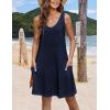 imageZeagoo Womens Summer Dress 2025 Loose V Neck Sleeveless Sundresses Swimsuit Coverup with Pockets Floral Tank DressesNavy Blue