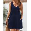 imageZeagoo Womens Summer Dress 2025 Loose V Neck Sleeveless Sundresses Swimsuit Coverup with Pockets Floral Tank DressesNavy Blue