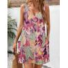 imageZeagoo Womens Summer Dress 2025 Loose V Neck Sleeveless Sundresses Swimsuit Coverup with Pockets Floral Tank DressesPurple Leafprinted