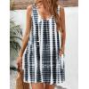 imageZeagoo Womens Summer Dress 2025 Loose V Neck Sleeveless Sundresses Swimsuit Coverup with Pockets Floral Tank DressesWhite Blackprinted