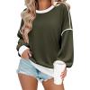 imageZeagoo Women Crewneck Sweatshirts Pullover Tops Long Sleeve Shirts Loose Fit Tops Casual Fall Outfits Y2K Clothes 2024Army Green