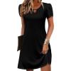 imageZeagoo Womens Casual ALine Dresses with Pockets Summer Floral Tshirt Dress Short Sleeve Mini Dress Flowy SundressesBlack
