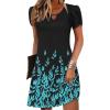 imageZeagoo Womens Casual ALine Dresses with Pockets Summer Floral Tshirt Dress Short Sleeve Mini Dress Flowy SundressesBlack Blueprinted