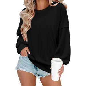 imageZeagoo Women Crewneck Sweatshirts Pullover Tops Long Sleeve Shirts Loose Fit Tops Casual Fall Outfits Y2K Clothes 2024Black6