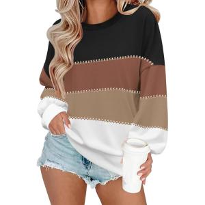 imageZeagoo Women Crewneck Sweatshirts Pullover Tops Long Sleeve Shirts Loose Fit Tops Casual Fall Outfits Y2K Clothes 2024Color Black