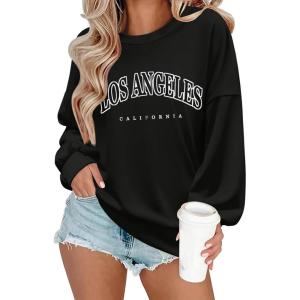 imageZeagoo Women Crewneck Sweatshirts Pullover Tops Long Sleeve Shirts Loose Fit Tops Casual Fall Outfits Y2K Clothes 2024Lablack