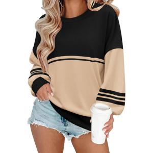 imageZeagoo Women Crewneck Sweatshirts Pullover Tops Long Sleeve Shirts Loose Fit Tops Casual Fall Outfits Y2K Clothes 2024Stripe3