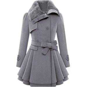 imageZeagoo Womens Fashion Faux Fur Lapel DoubleBreasted Thick Wool Trench Coat Winter Warm Jacket S2XLNewmoon Grey