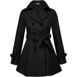 imageZeagoo Womens Fashion Faux Fur Lapel DoubleBreasted Thick Wool Trench Coat Winter Warm Jacket S2XLZblack