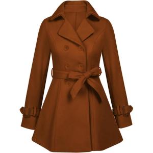 imageZeagoo Womens Fashion Faux Fur Lapel DoubleBreasted Thick Wool Trench Coat Winter Warm Jacket S2XLZcaramel Colour