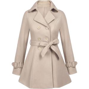 imageZeagoo Womens Fashion Faux Fur Lapel DoubleBreasted Thick Wool Trench Coat Winter Warm Jacket S2XLZcracker Khaki