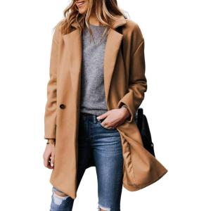 imageZeagoo Womens Fashion Faux Fur Lapel DoubleBreasted Thick Wool Trench Coat Winter Warm Jacket S2XLZkhaki
