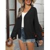 imageZeagoo 2025 Womens Cardigan Casual Long Sleeve Lightweight Crochet Shrug V Neck Tops Button Down Soft Knit SweaterBlack