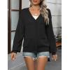 imageZeagoo 2025 Womens Cardigan Casual Long Sleeve Lightweight Crochet Shrug V Neck Tops Button Down Soft Knit SweaterBlack