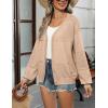 imageZeagoo 2025 Womens Cardigan Casual Long Sleeve Lightweight Crochet Shrug V Neck Tops Button Down Soft Knit SweaterKhaki