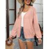 imageZeagoo 2025 Womens Cardigan Casual Long Sleeve Lightweight Crochet Shrug V Neck Tops Button Down Soft Knit SweaterPink