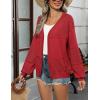imageZeagoo 2025 Womens Cardigan Casual Long Sleeve Lightweight Crochet Shrug V Neck Tops Button Down Soft Knit SweaterRed