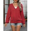 imageZeagoo 2025 Womens Cardigan Casual Long Sleeve Lightweight Crochet Shrug V Neck Tops Button Down Soft Knit SweaterRed