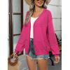 imageZeagoo 2025 Womens Cardigan Casual Long Sleeve Lightweight Crochet Shrug V Neck Tops Button Down Soft Knit SweaterRose Red