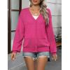 imageZeagoo 2025 Womens Cardigan Casual Long Sleeve Lightweight Crochet Shrug V Neck Tops Button Down Soft Knit SweaterRose Red